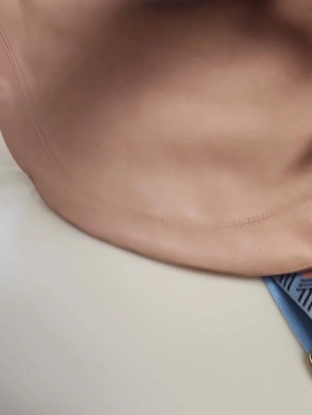Urban Originals Peach Crescent Crossbody with Patterned Blue Strap